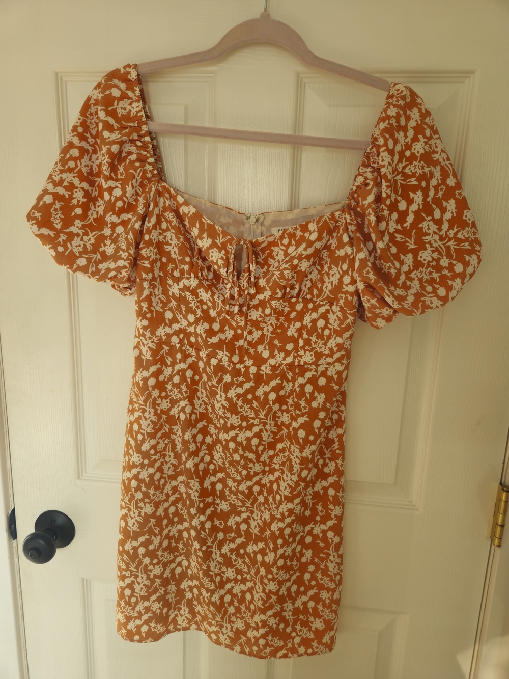 Glamorous Orange Floral Puff Sleeve Mini Dress